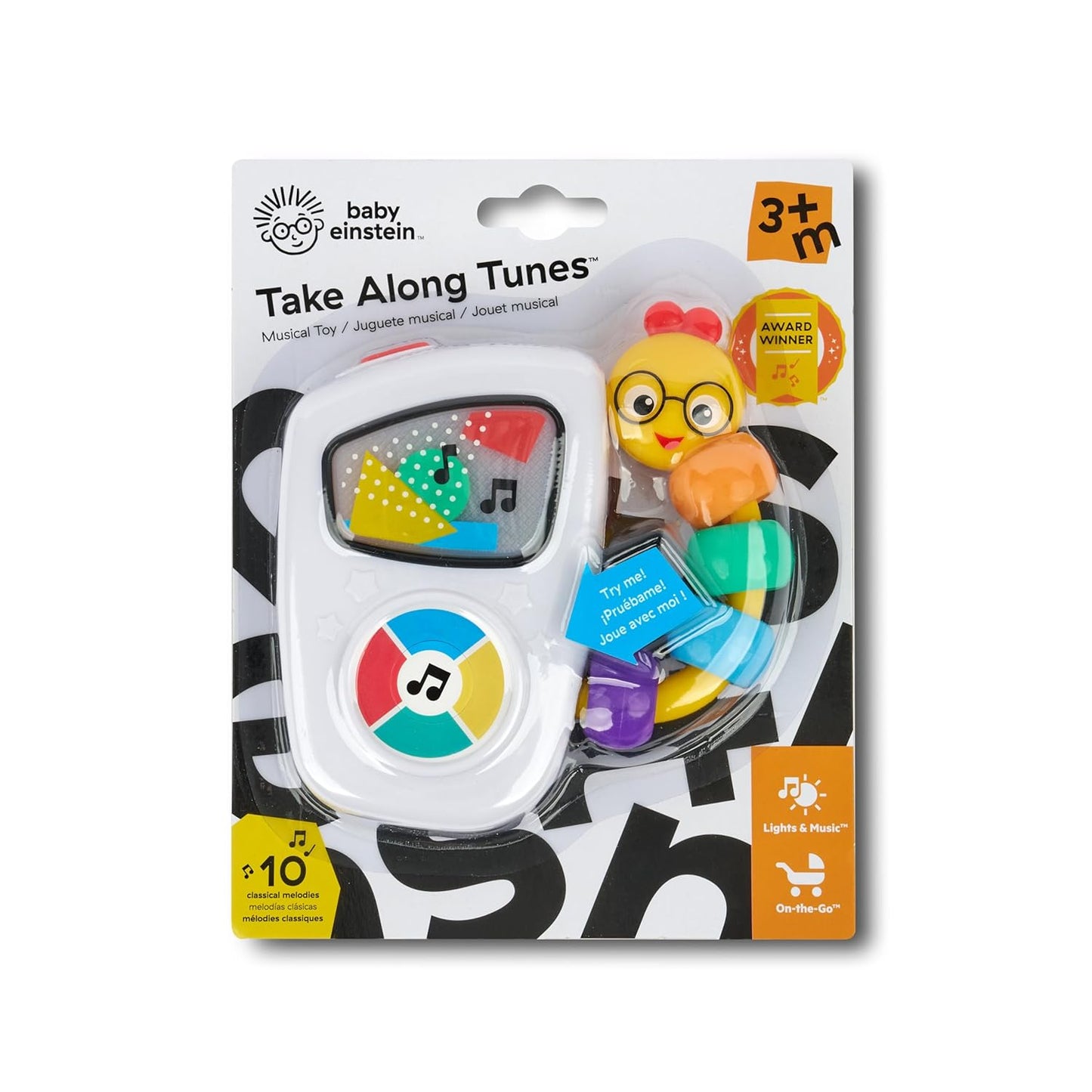 Baby Einstein Take Along Tunes Toy, Portable Travel Companion for Car Rides and Airplane Trays, Ages 3 Months Plus