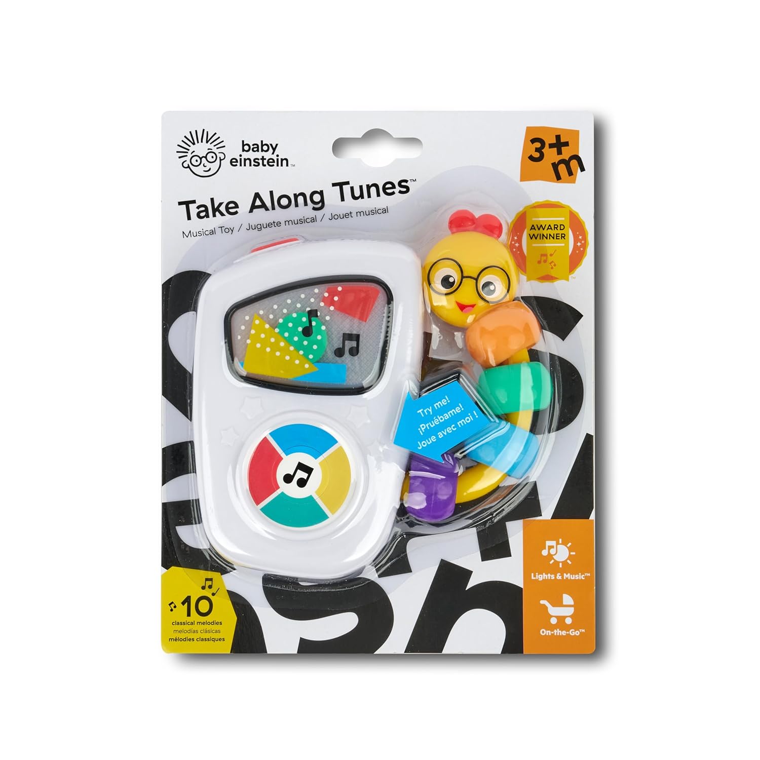 Baby Einstein Take Along Tunes Toy, Portable Travel Companion for Car Rides and Airplane Trays, Ages 3 Months Plus