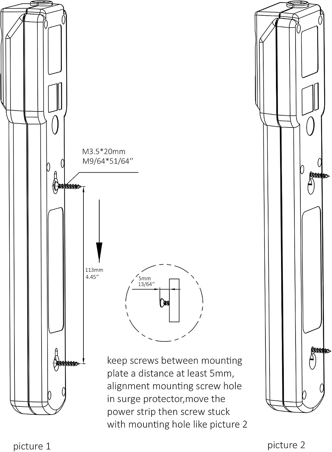 back keyhole mounting slots for wall or under-desk installation
