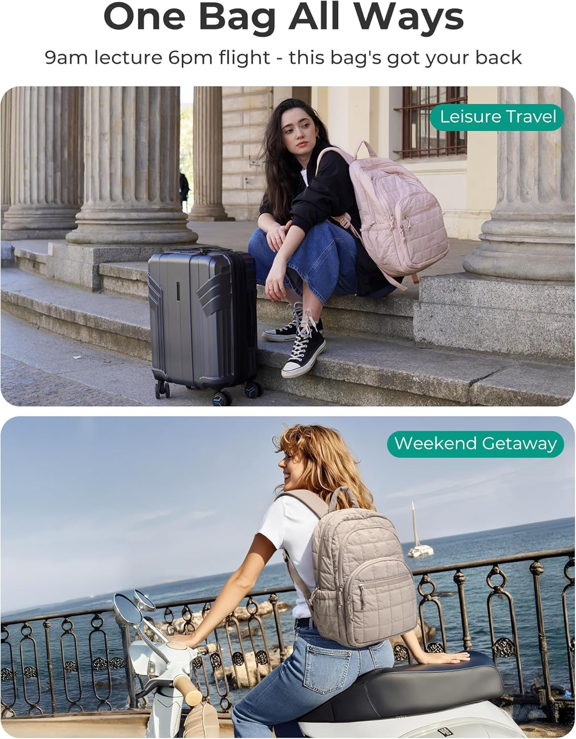 BAGSMART 25L Work Backpack for Women – Office Commute Bag with Dedicated Laptop Compartment