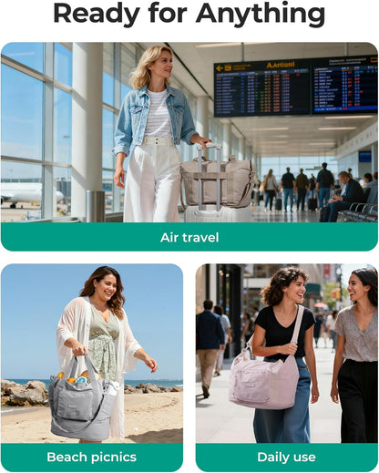 BAGSMART Collapsible Travel Duffel – Hands-Free Suitcase Companion Bag for Weekend Getaways and Hotel Check-Ins
