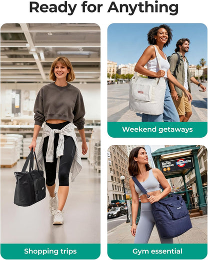 BAGSMART Collapsible Travel Duffel – Hands-Free Suitcase Companion Bag for Weekend Getaways and Hotel Check-Ins