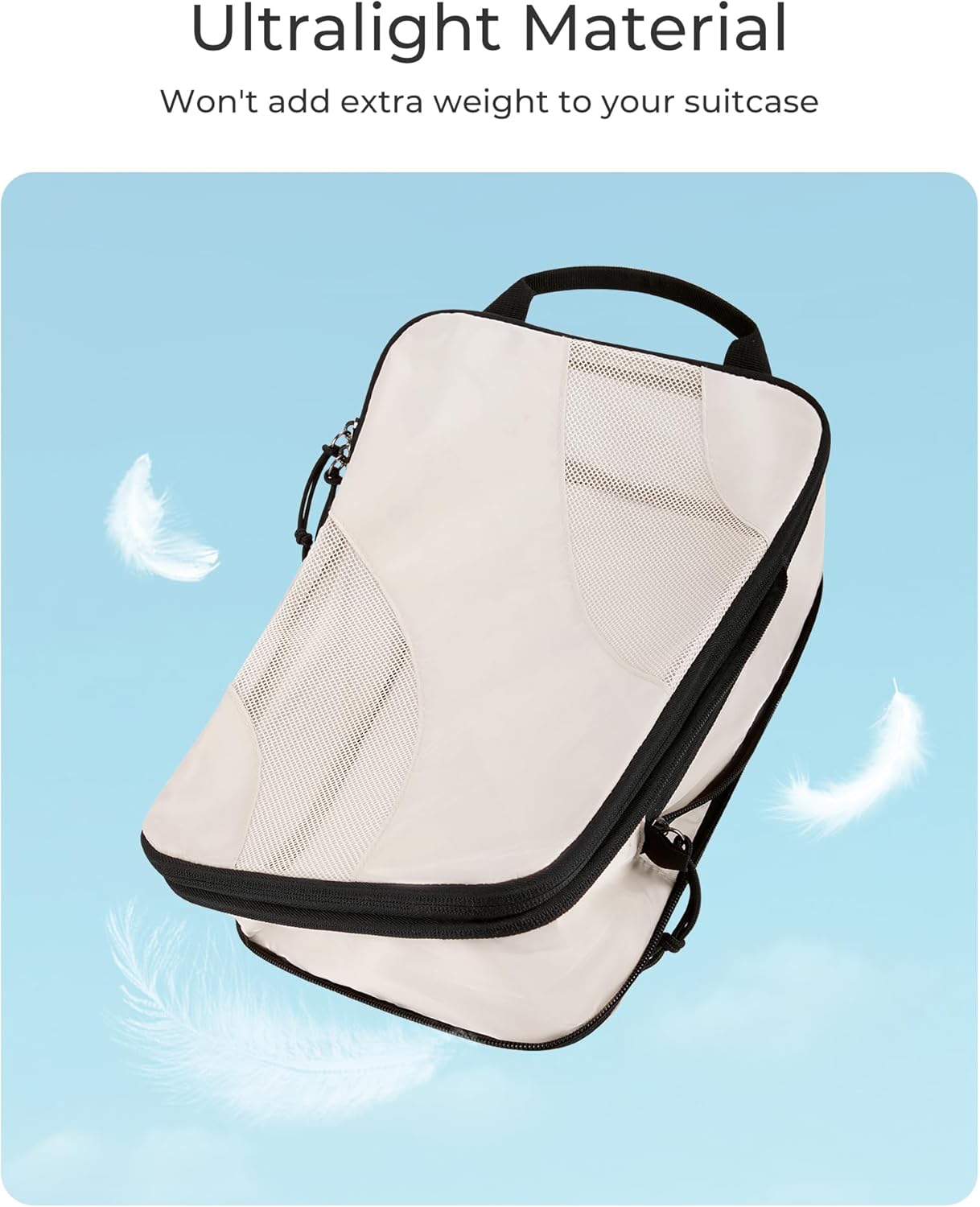 BAGSMART Minimalist Travel Cubes, Compression Packing Set in Grey, White Opal and Brown for Intentional Packers