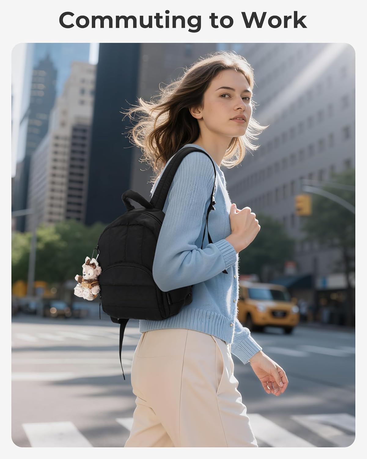 BAGSMART Quilted Small Backpack Purse – Cute Graduation Gift for College Students, Water-Resistant Daypack