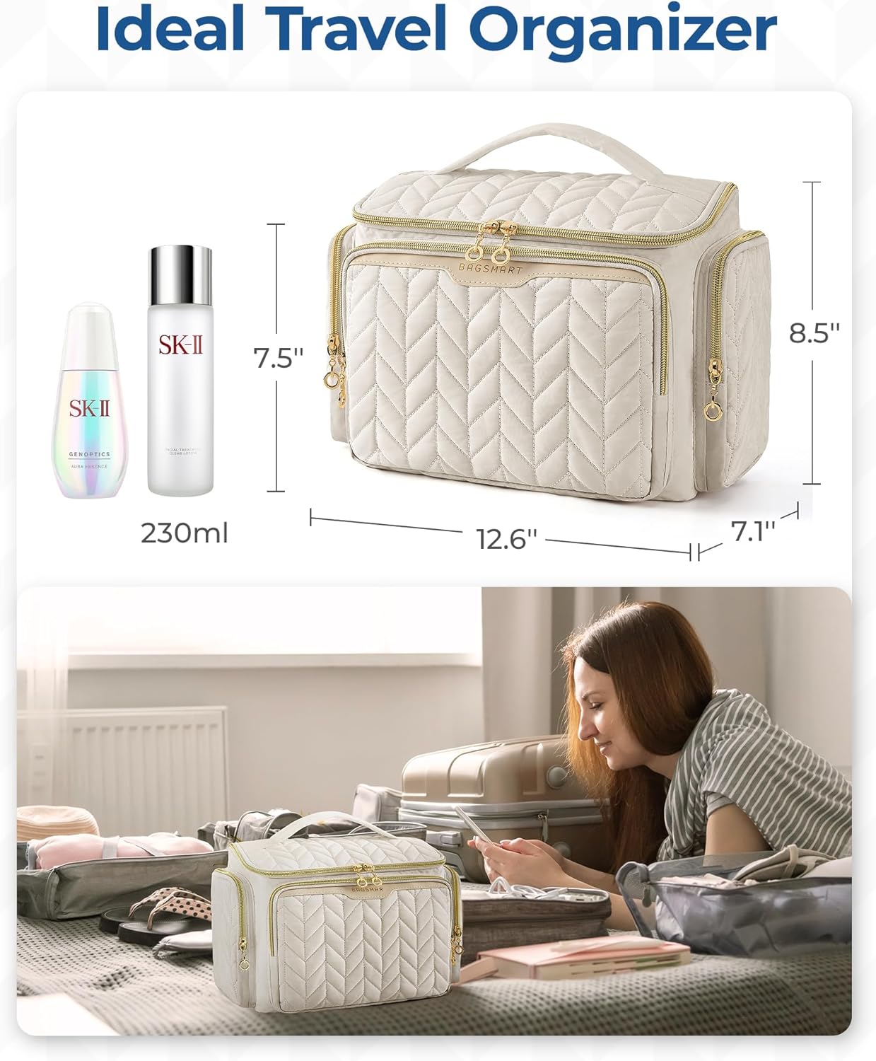 BAGSMART Travel Toiletry Bag – Camping and Cabin Companion, Waterproof Toiletry Organizer with Carry Handle