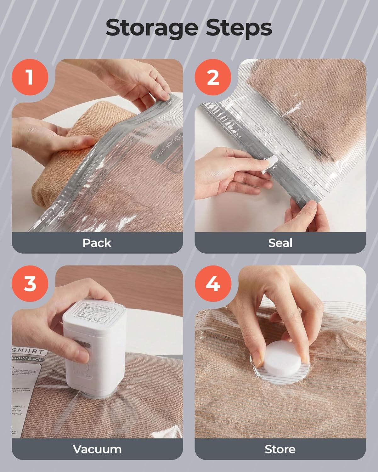 BAGSMART Travel Vacuum Storage Bags – 70% Space Reduction Packing System with Shoe, Laundry & Toiletry Organizers
