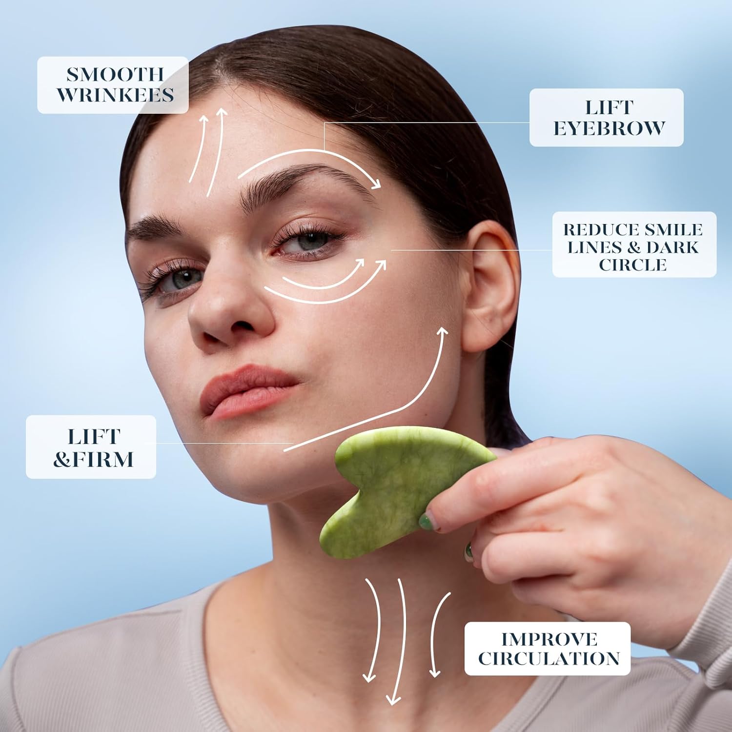 BAIMEI IcyMe Ice Roller and Jade Gua Sha Set – Nightly Wind-Down Facial Ritual for Women, Depuffing and Tension Relief