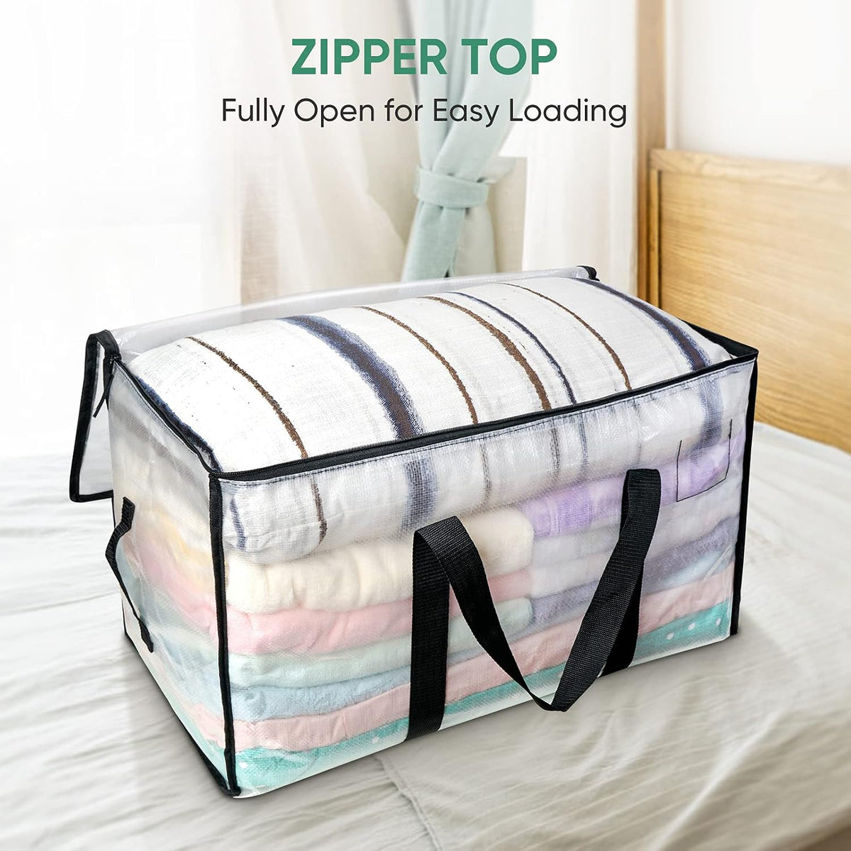 BALEINE Zippered Storage Bags – Aesthetic Closet Organizer for Bedding and Linens, 6-Pack