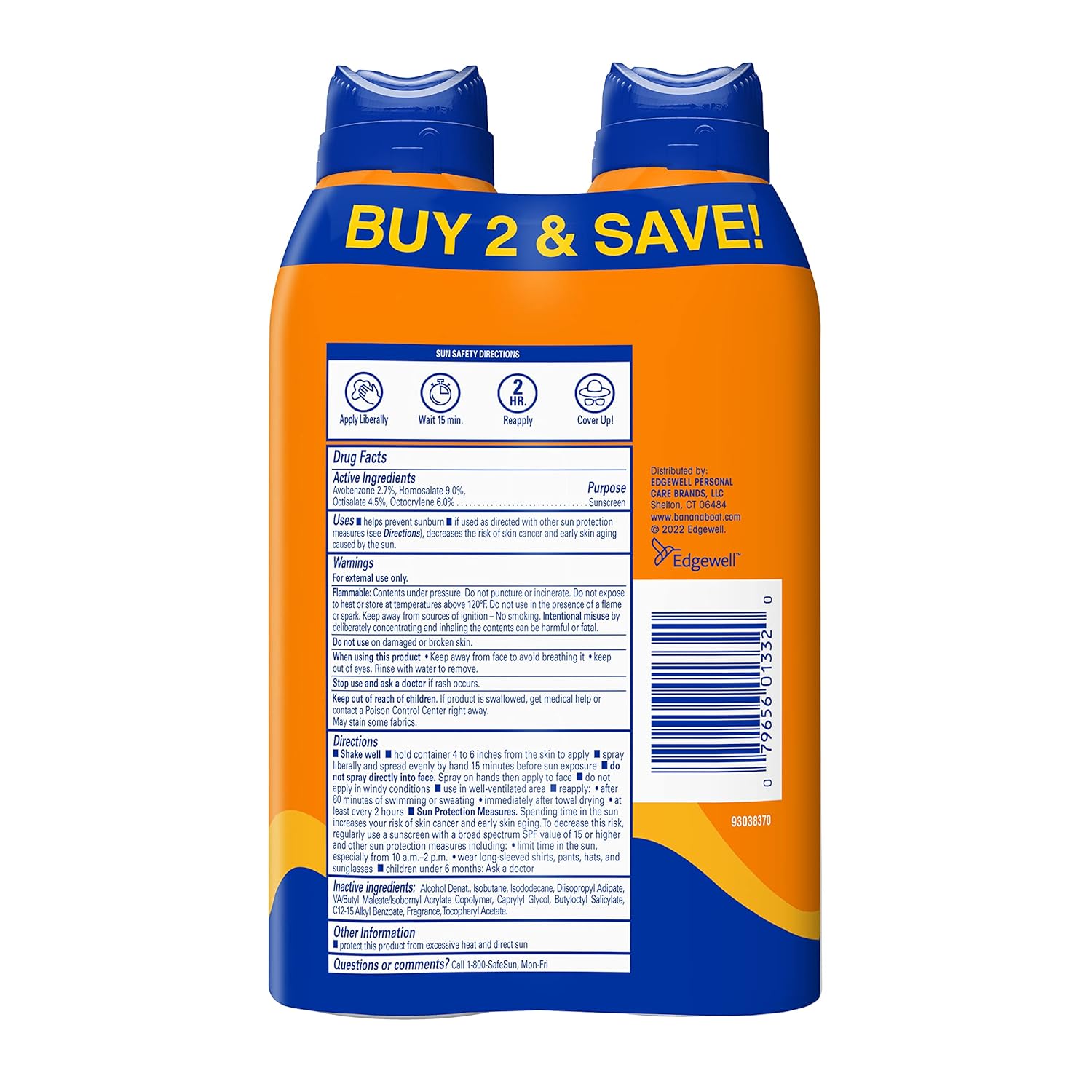 Banana Boat Sport Ultra SPF 50 Sunscreen Spray – Sting Free, Oxybenzone Free Sunblock for Sensitive Skin and Active Days