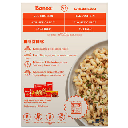 Banza Cavatappi Protein Pasta - CleanScan Tested Glyphosate Free Pasta for Ingredient Peace of Mind, 8oz