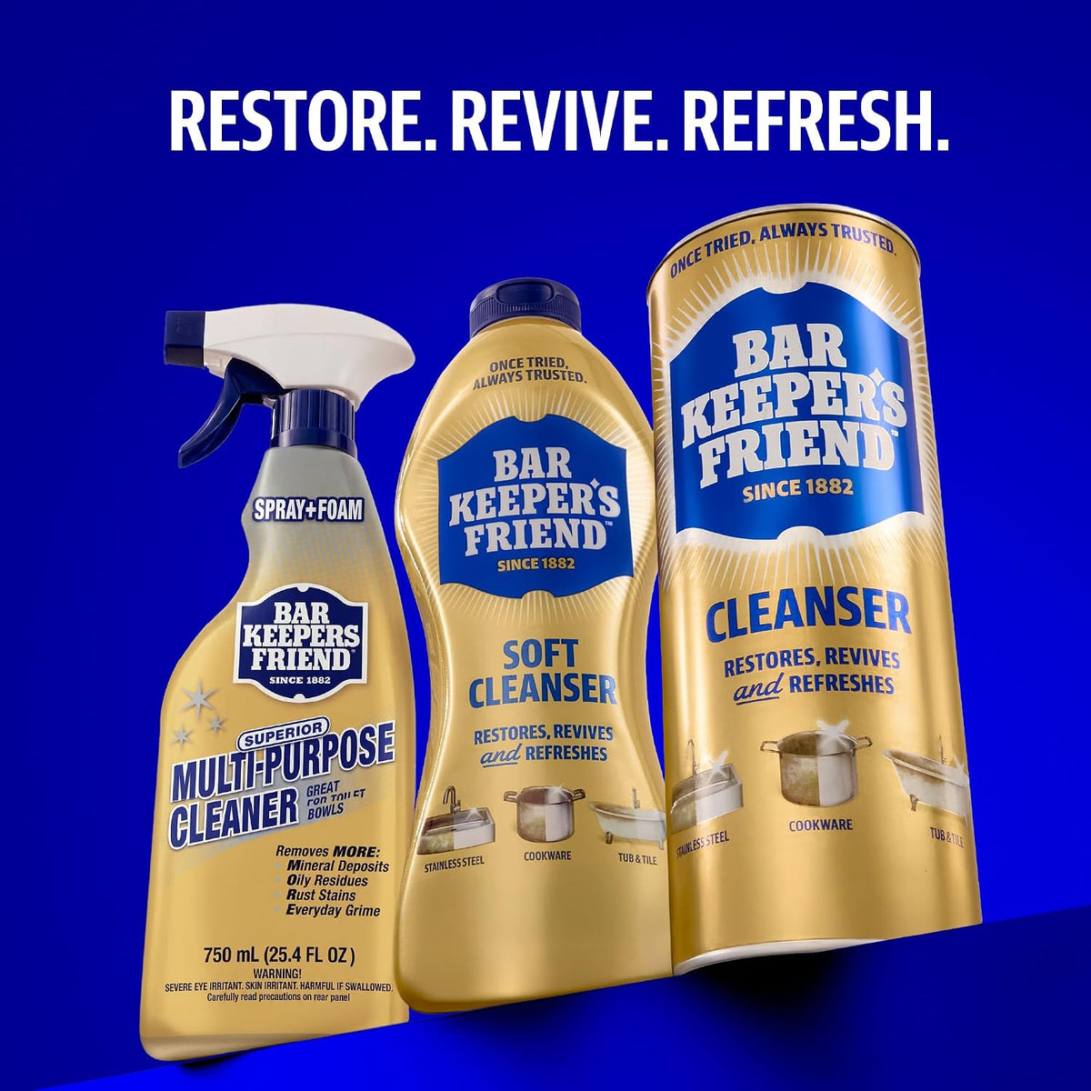 Bar Keepers Friend Soft Cleanser Liquid, Elegant Home Care for High-End Fixtures and Stainless Surfaces, 26 oz x 2