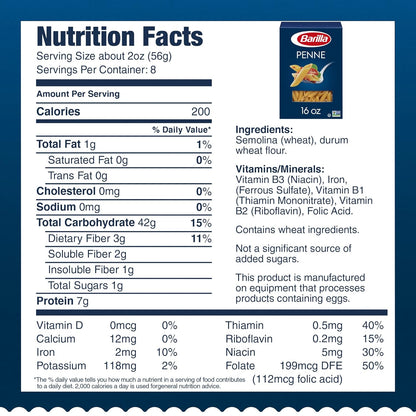Barilla Penne Pasta, 16 oz Box – Sturdy Short-Cut Pasta Ideal for Picnic Pasta Salads