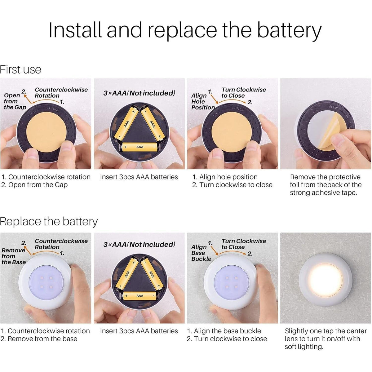 battery powered by 3 aaa cells (compatible with rechargeable nimh) per light