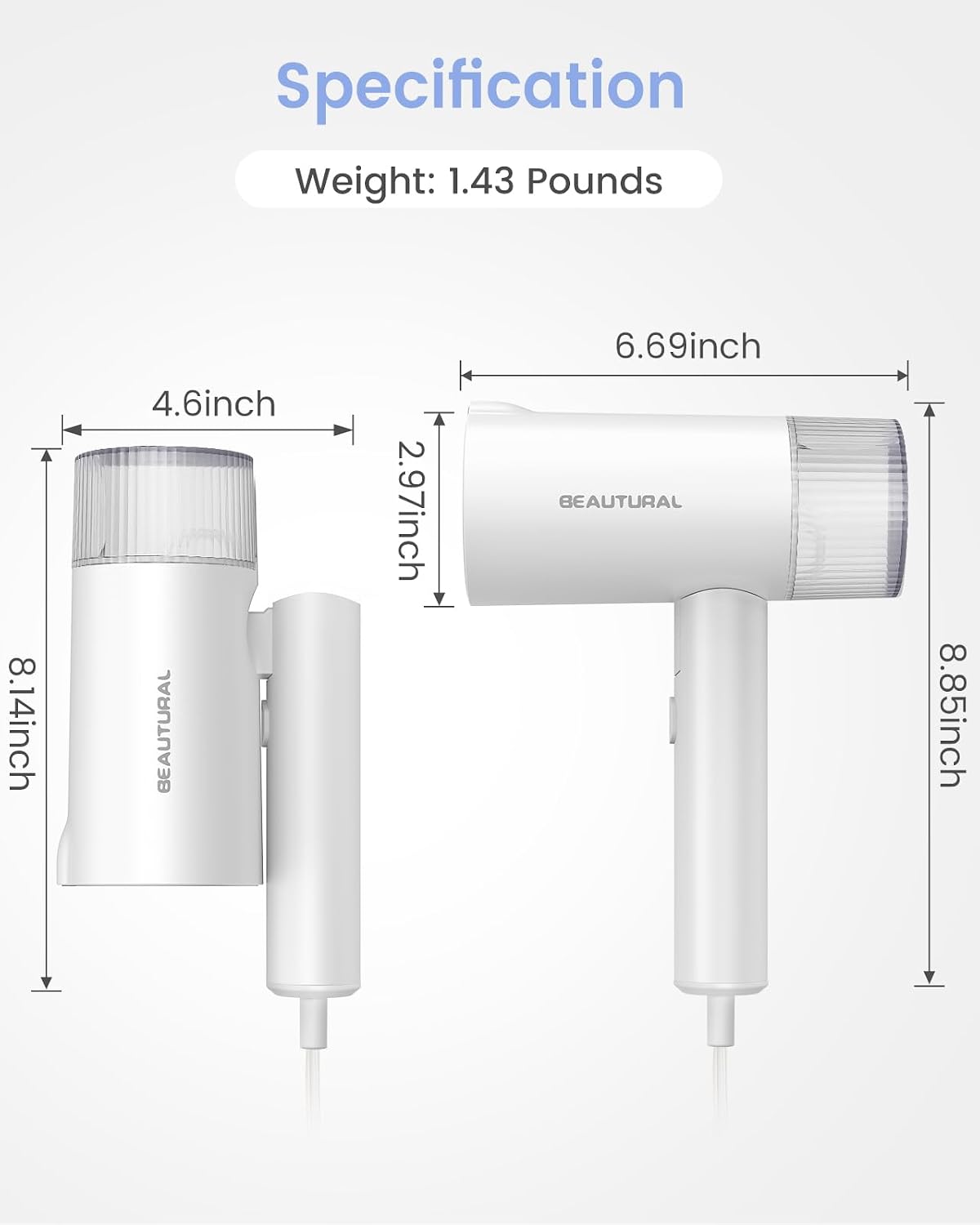 BEAUTURAL Travel Steamer for Clothes – Graduation Gift for College Students Moving Into Dorms and Small Apartments