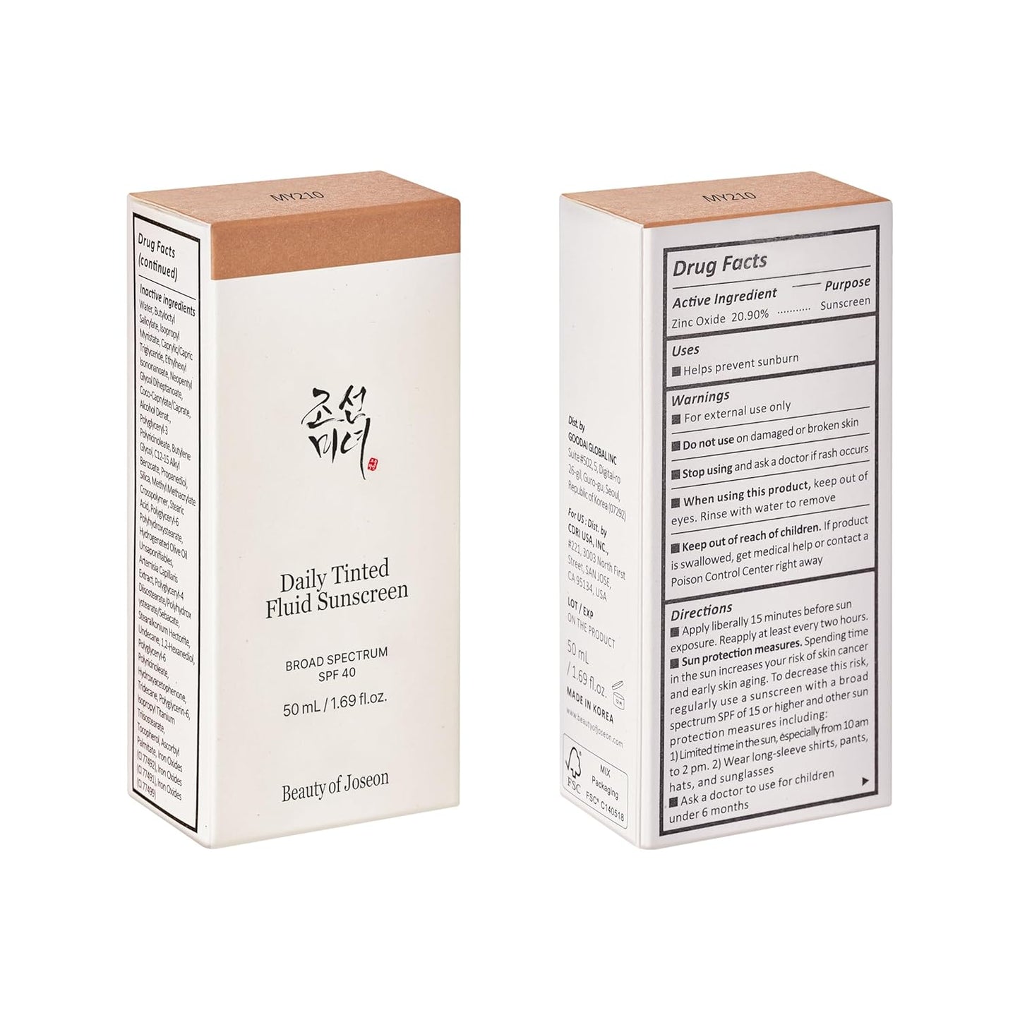 Beauty of Joseon Daily Tinted Fluid Sunscreen – Thoughtful Birthday Gift for Skincare Lovers, SPF 40 12 Shades 50ml