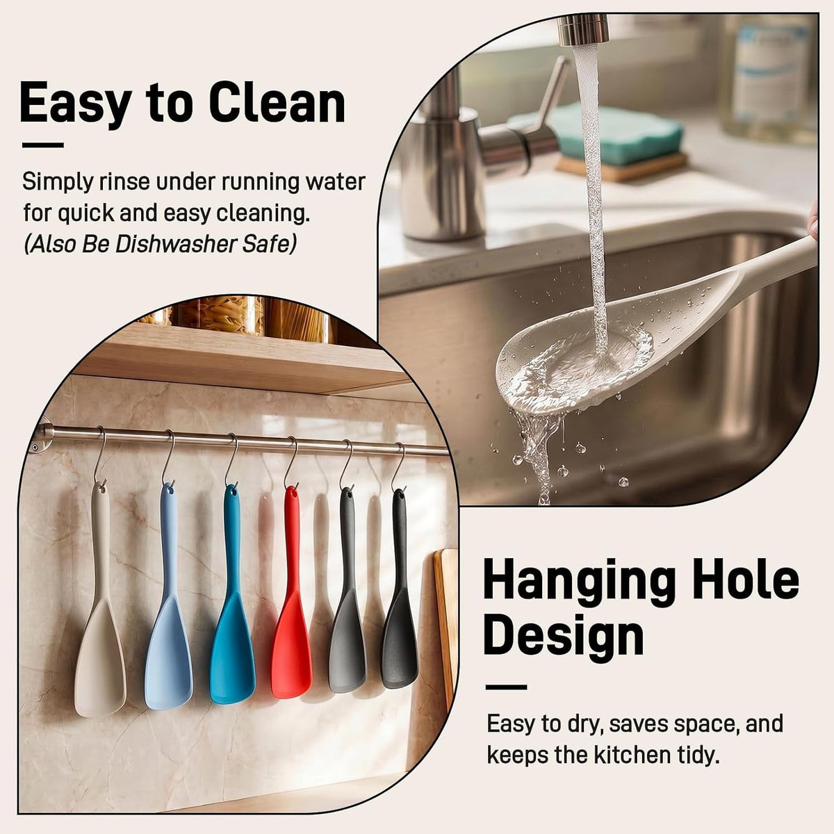 Bechef Beveled Silicone Spoonula Pack – Decorative Yet Functional Cooking Tools for Display-Worthy Kitchens