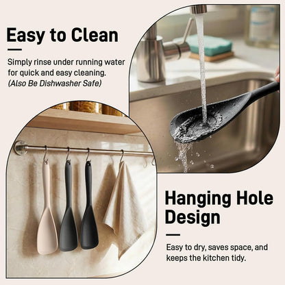 Bechef Beveled Silicone Spoonula Pack – Decorative Yet Functional Cooking Tools for Display-Worthy Kitchens