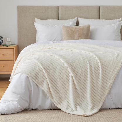 BEDELITE Ribbed Fleece Throw Blanket – Thoughtful Birthday Gift for Women, Cozy Plush Layer for Couch or Bed