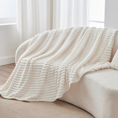 BEDELITE Ribbed Fleece Throw Blanket – Thoughtful Birthday Gift for Women, Cozy Plush Layer for Couch or Bed