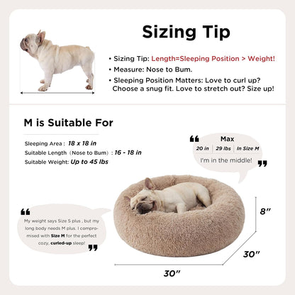 Bedsure Donut Calming Pet Bed – OEKO-TEX Certified Round Bed Safe for Pets and Kids, 30 inch Anti-Slip Washable Dog and Cat Bed