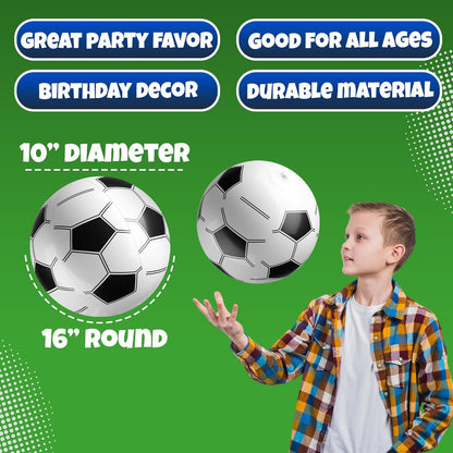 Bedwina 16-Inch Inflatable Soccer Balls Bulk 12-Pack – Lightweight Travel Toys for Beach Trips, Camping, and Vacation Rentals