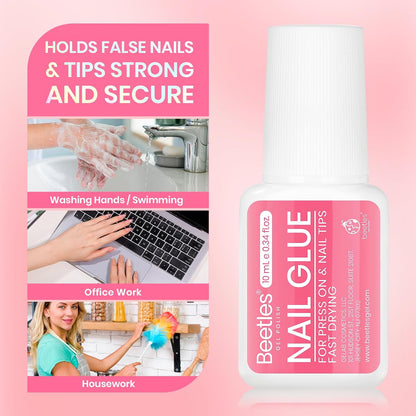 Beetles 10ML Nail Glue – No-UV Formula for Safer At-Home Manicures Around Kids and Pets