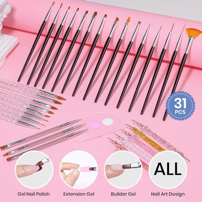Beetles 31-Piece Nail Art Brush Kit for Teens and Tweens – Safe, Parent-Approved DIY Manicure Starter Set for Bedroom Playroom