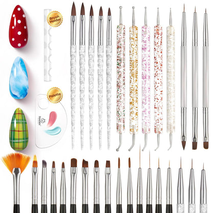 Beetles 31-Piece Nail Art Brush Kit for Teens and Tweens – Safe, Parent-Approved DIY Manicure Starter Set for Bedroom Playroom