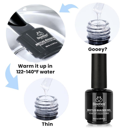 Beetles Builder Nail Gel – Minimalist Nail Care Gel for Clutter-Free Vanity, One-Bottle 8-in-1 Clear Strengthening System