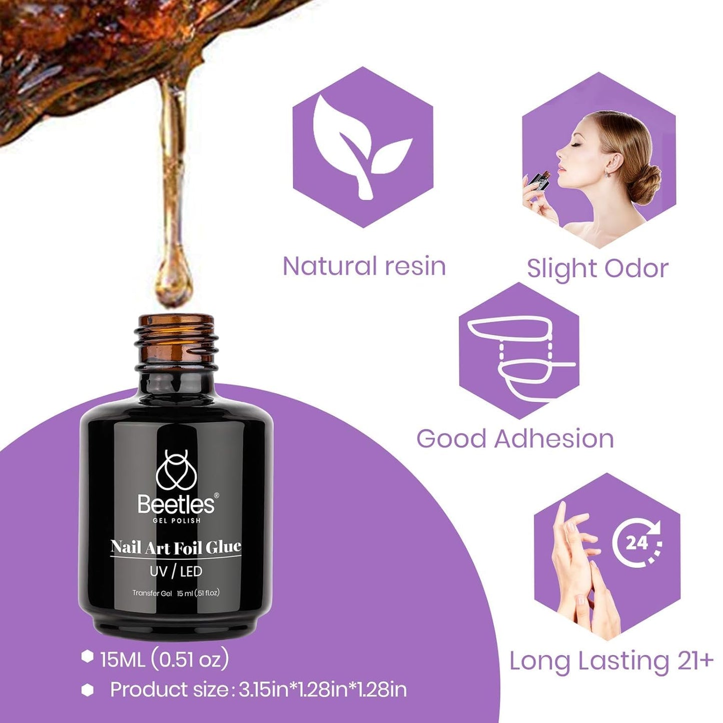 Beetles Foil Transfer Gel for Nails – Mindful Nail Art Night Bottle, 15ml Soak-Off Polish for Calming Bedroom Vanity Sessions