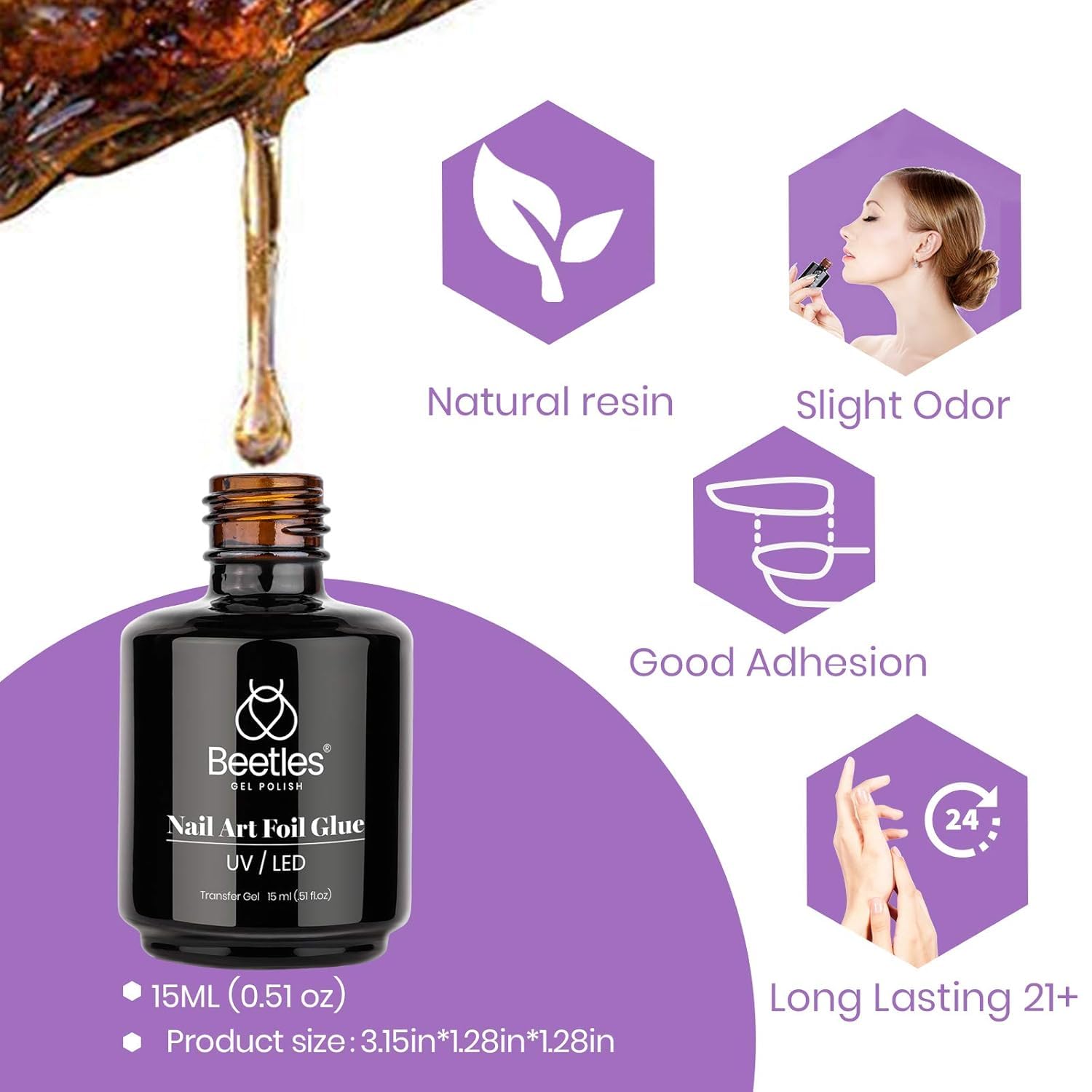 Beetles Foil Transfer Gel for Nails – Mindful Nail Art Night Bottle, 15ml Soak-Off Polish for Calming Bedroom Vanity Sessions