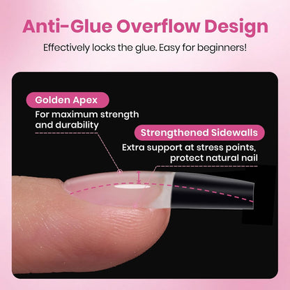 Beetles Gel Nail Tips Flat-X – Thoughtful Valentine's Day Gift for Mom, Long-Lasting Coffin Press-On Nails for Pre-Event Salon Look at Home