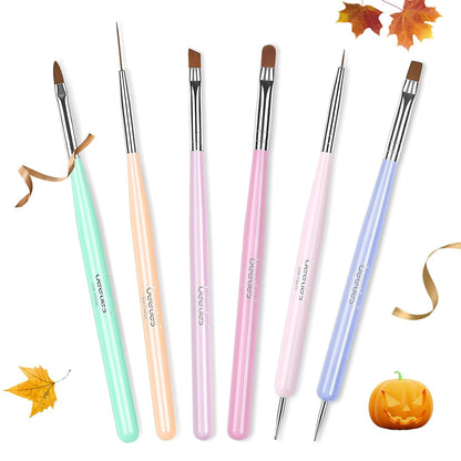 Beetles Gel Polish Nail Art Brushes – Self-Care Night Nail Art Set, 6-Piece Manicure Pens for Bedroom Vanity Rituals