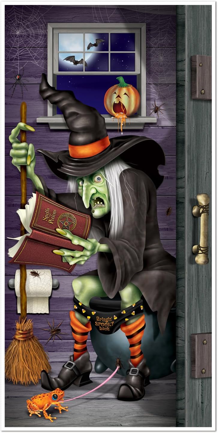 Beistle Skeleton Restroom Door Cover Party Accessory for Halloween Living Room Entryway Display