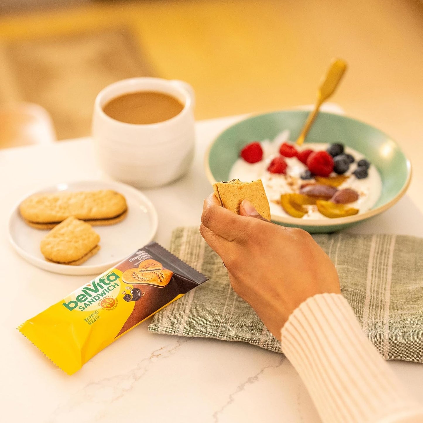 belVita Breakfast Biscuit Sandwiches – Office Desk Snack for Mid-Morning Focus, Dark Chocolate Creme 12-Pack