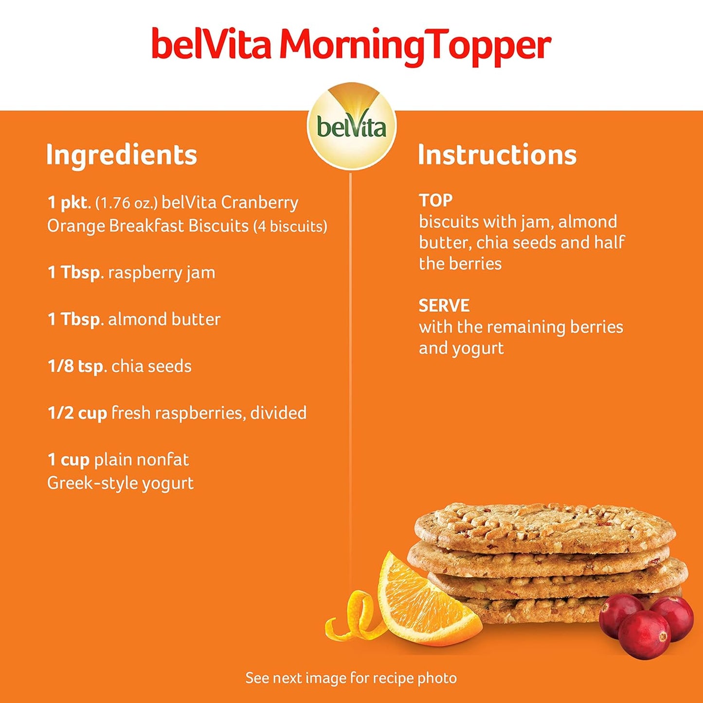 belVita Cranberry Orange Breakfast Biscuits – Office Desk Snack for Steady Morning Focus, 8 Packs of 4 Crunchy Bars