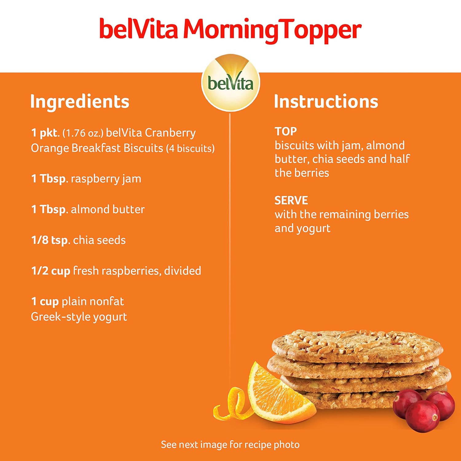 belVita Cranberry Orange Breakfast Biscuits – Office Desk Snack for Steady Morning Focus, 8 Packs of 4 Crunchy Bars