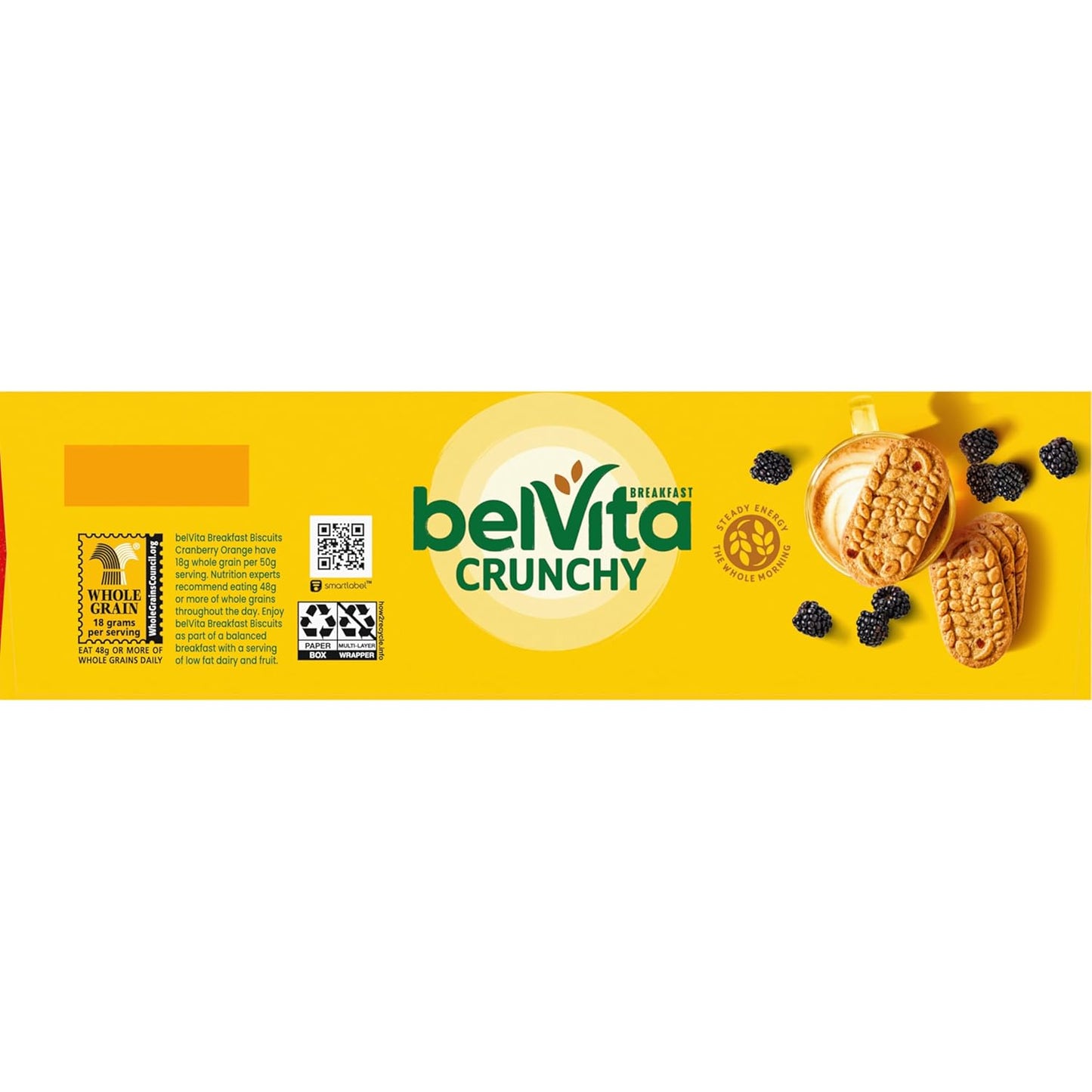 belVita Cranberry Orange Breakfast Biscuits – Office Desk Snack for Steady Morning Focus, 8 Packs of 4 Crunchy Bars