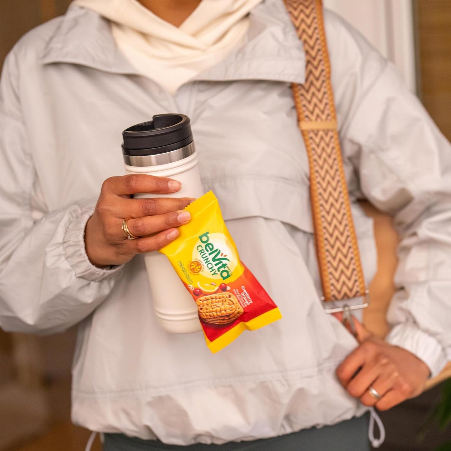 belVita Cranberry Orange Breakfast Biscuits – Office Desk Snack for Steady Morning Focus, 8 Packs of 4 Crunchy Bars