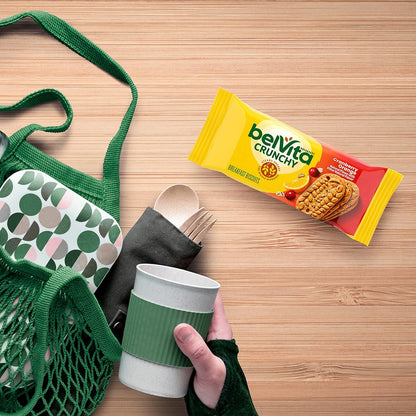 belVita Cranberry Orange Breakfast Biscuits – Office Desk Snack for Steady Morning Focus, 8 Packs of 4 Crunchy Bars