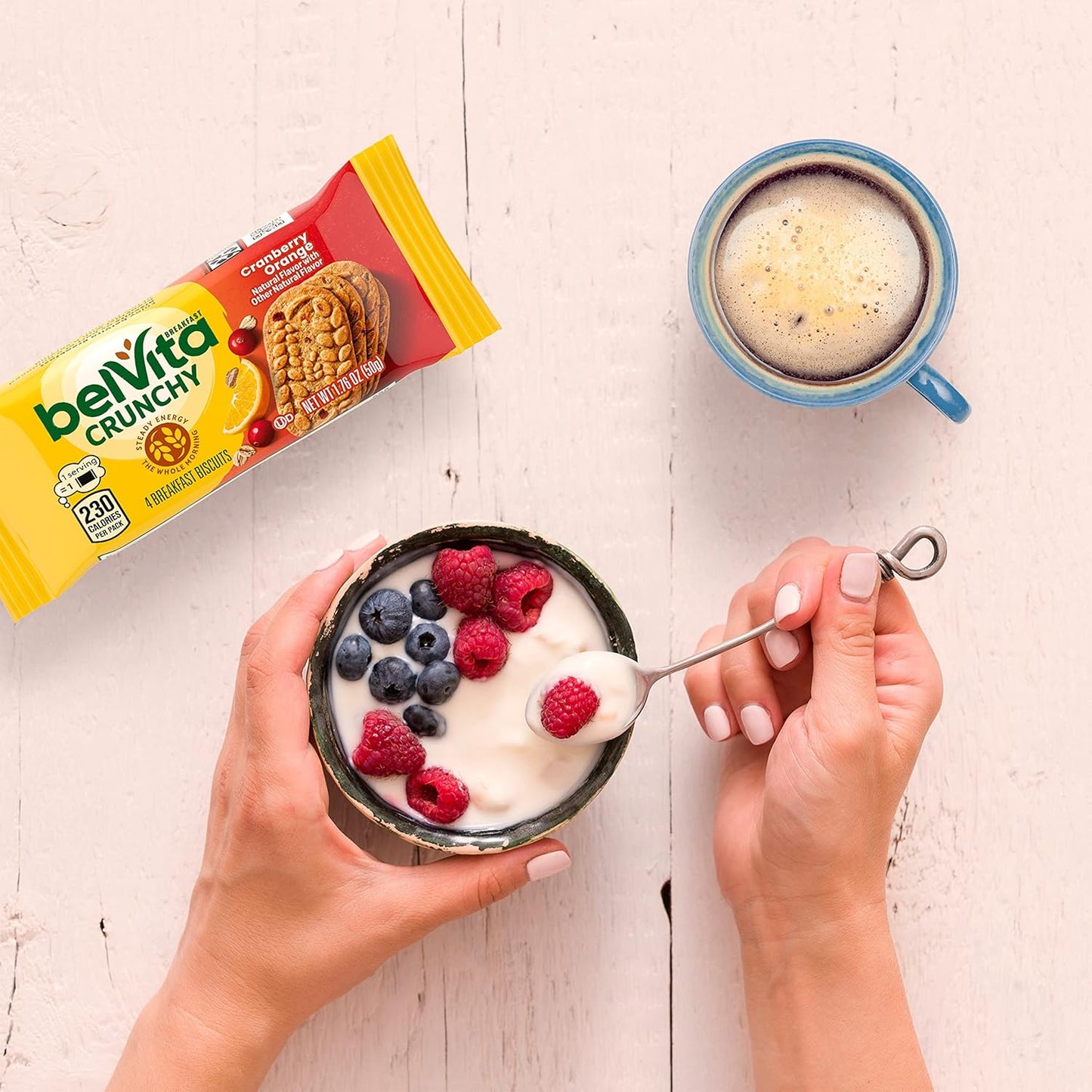 belVita Cranberry Orange Breakfast Biscuits – Office Desk Snack for Steady Morning Focus, 8 Packs of 4 Crunchy Bars