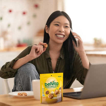 belVita Energy Snack Bites Banana Dark Chocolate – Clean Label Pantry Snack with 14g Whole Grain, 5 oz Pouch