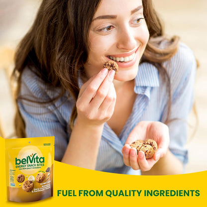 belVita Energy Snack Bites Banana Dark Chocolate – Clean Label Pantry Snack with 14g Whole Grain, 5 oz Pouch