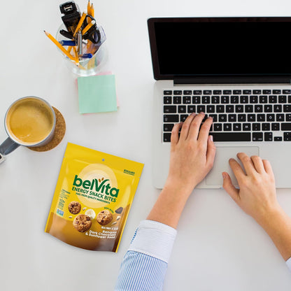 belVita Energy Snack Bites Banana Dark Chocolate – Clean Label Pantry Snack with 14g Whole Grain, 5 oz Pouch