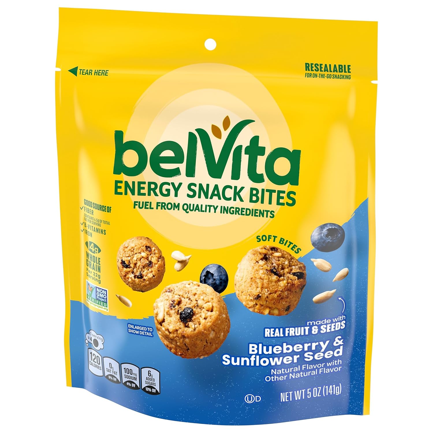 belVita Energy Snack Bites Blueberry Sunflower Seed – Morning Desk Snack for Office Focus