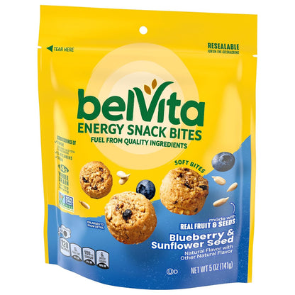 belVita Energy Snack Bites Blueberry Sunflower Seed – Morning Desk Snack for Office Focus