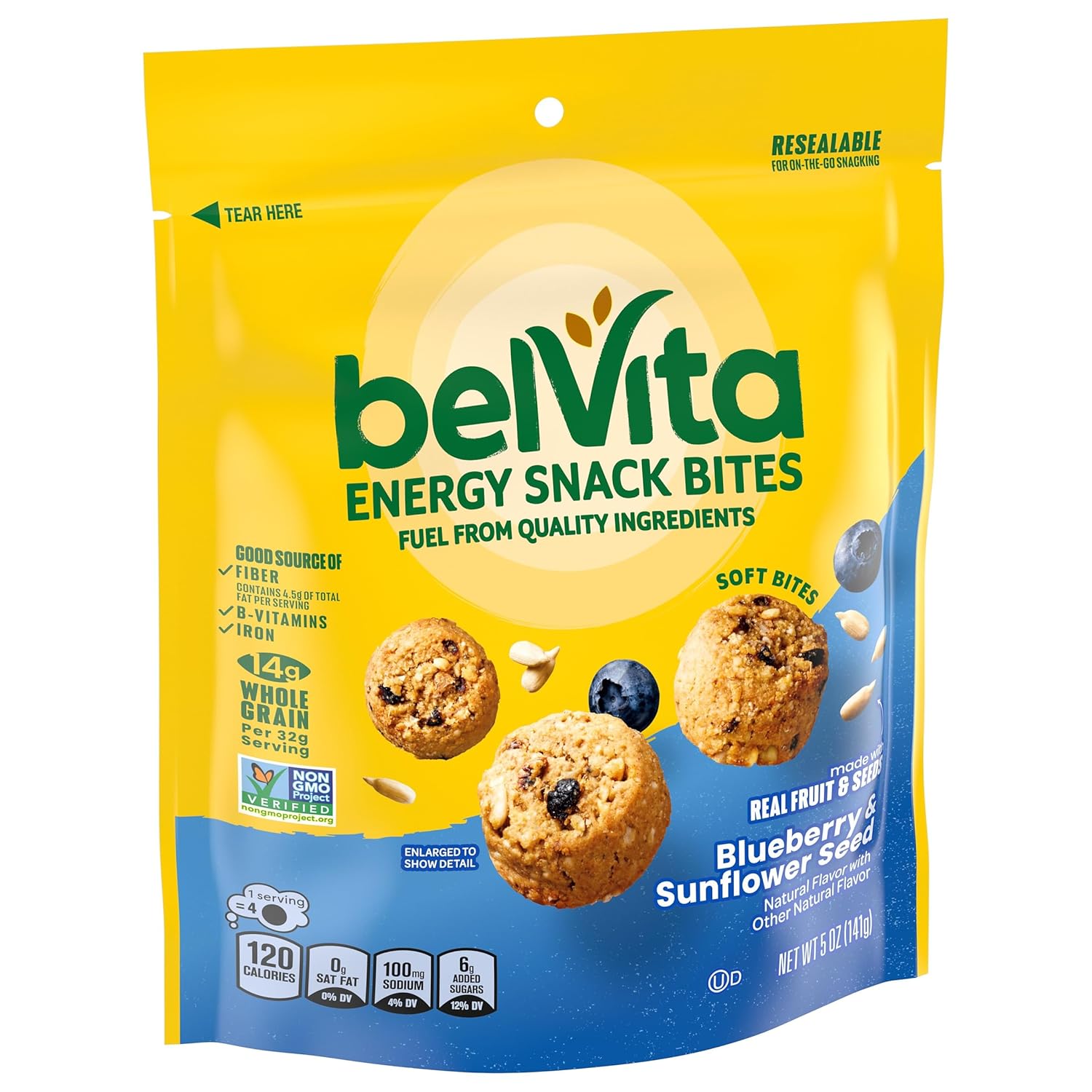 belVita Energy Snack Bites Blueberry Sunflower Seed – Morning Desk Snack for Office Focus