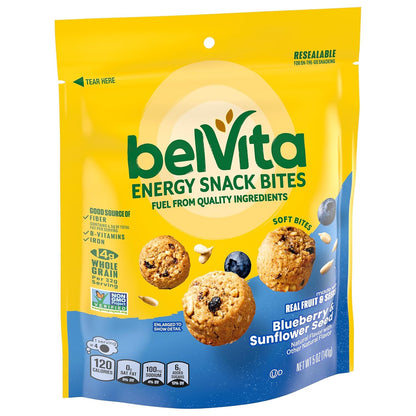 belVita Energy Snack Bites Blueberry Sunflower Seed – Morning Desk Snack for Office Focus