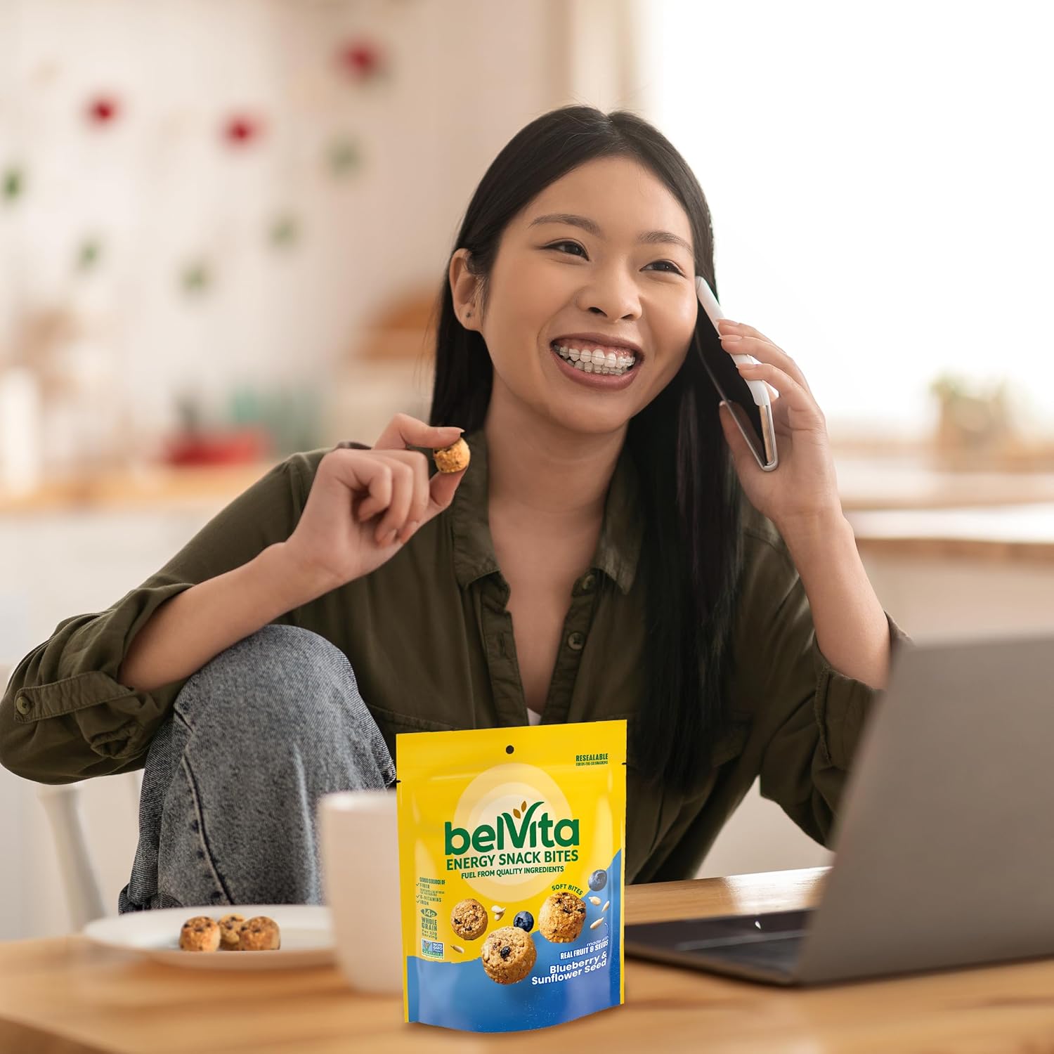 belVita Energy Snack Bites Blueberry Sunflower Seed – Morning Desk Snack for Office Focus