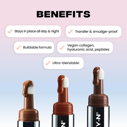 benefit-infused ingredients: vegan collagen, polyglutamic acid, and squalane for hydration